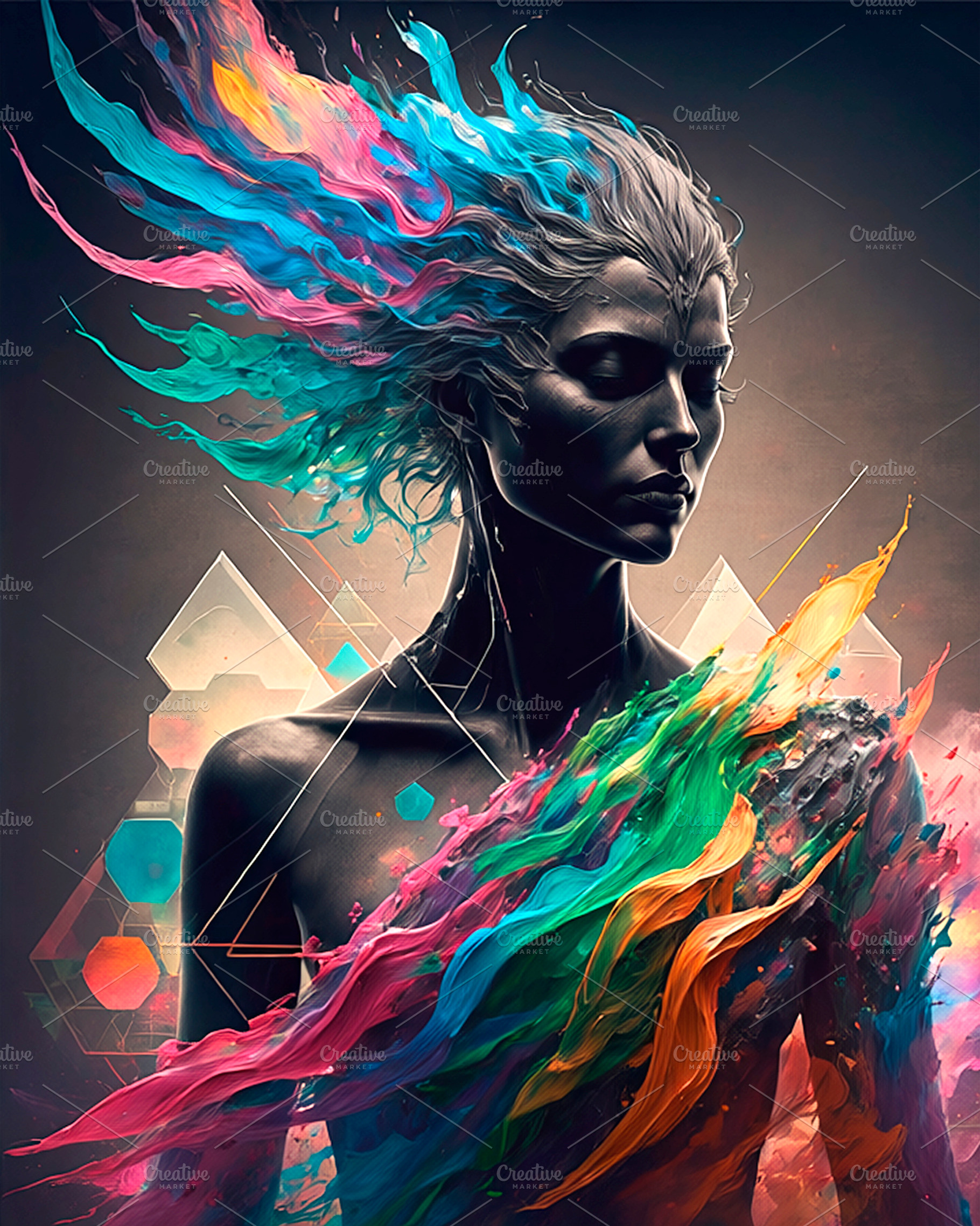 Creative fantasy woman portrait illustration, an Arts & Entertainment Photo by DanFLCreativo