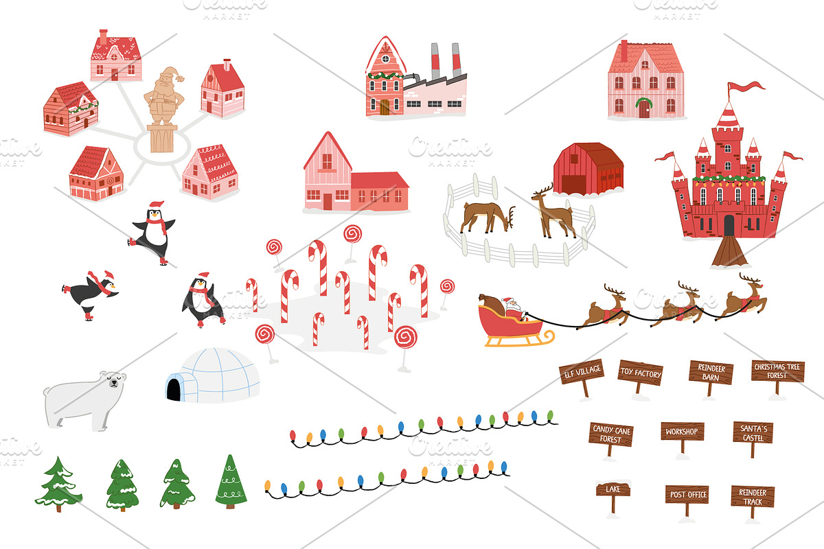North Pole Christmas Map and Clipart, an Illustration by Milota (Photo 3 of 3)