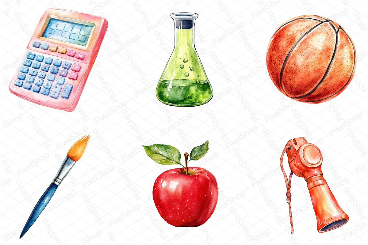 Watercolor Fun School Activities Cli, an Illustration by DreamPrint404 (Photo 3 of 6)