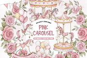 Pink Pastel Carousel Clipart Set, an Illustration by TatiMockup (Thumbnail 1 of 4)