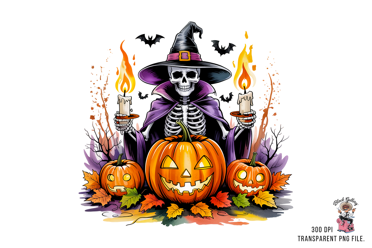 Creepy Skeleton Witch PNG Bundle, a Graphic by Clipart Studio (Photo 3 of 11)