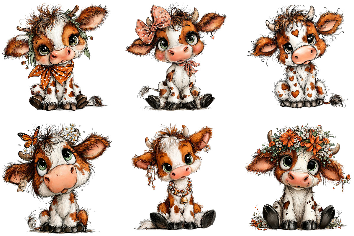 Baby Animal Cow Clipart, an Illustration by DreamArtGraphic (Photo 5 of 5)