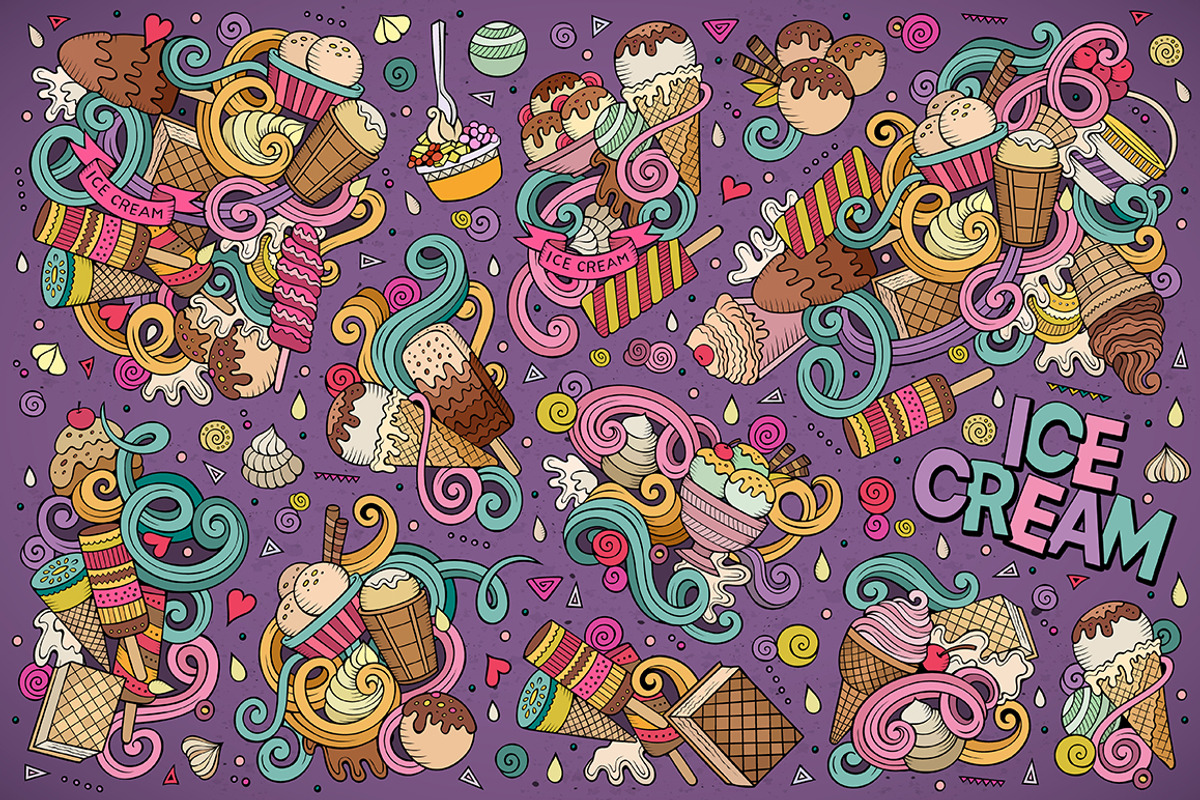 Ice Cream Doodles Designs Set, an Object Graphic by BALABOLKA (Photo 3 of 4)