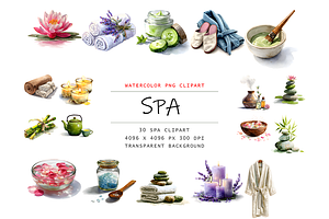 Watercolor Spa Clipart
