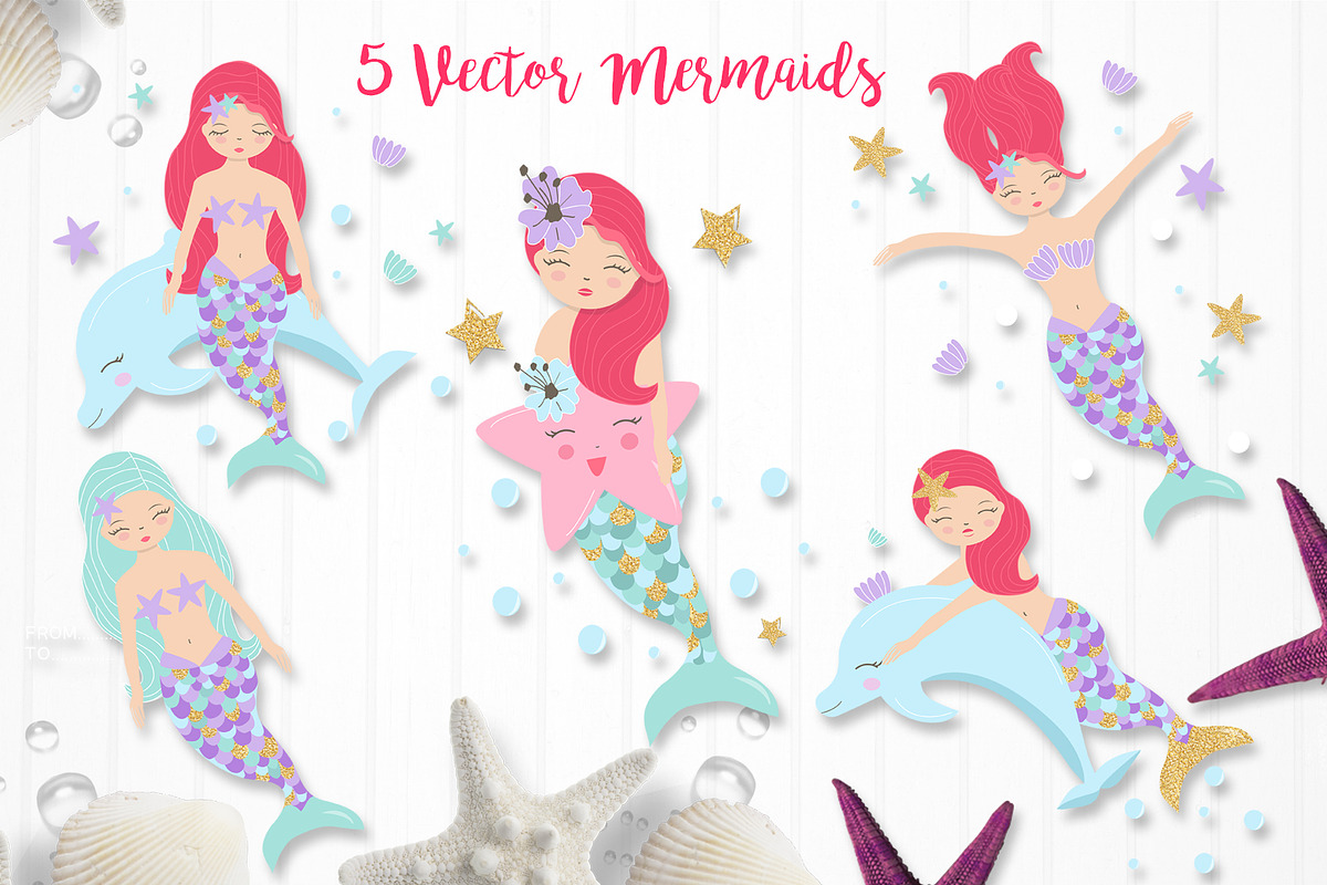 Colorful & gold mermaid Illustration, an Animal Illustration by garu1987 (Photo 2 of 5)