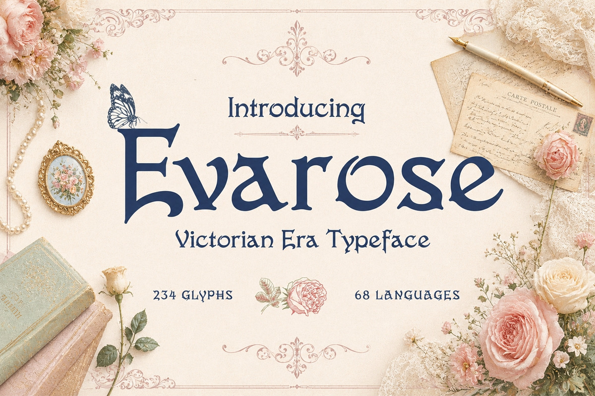 Evarose - Victorian Era Typeface, a Blackletter Font by HipFonts (Photo 1 of 10)