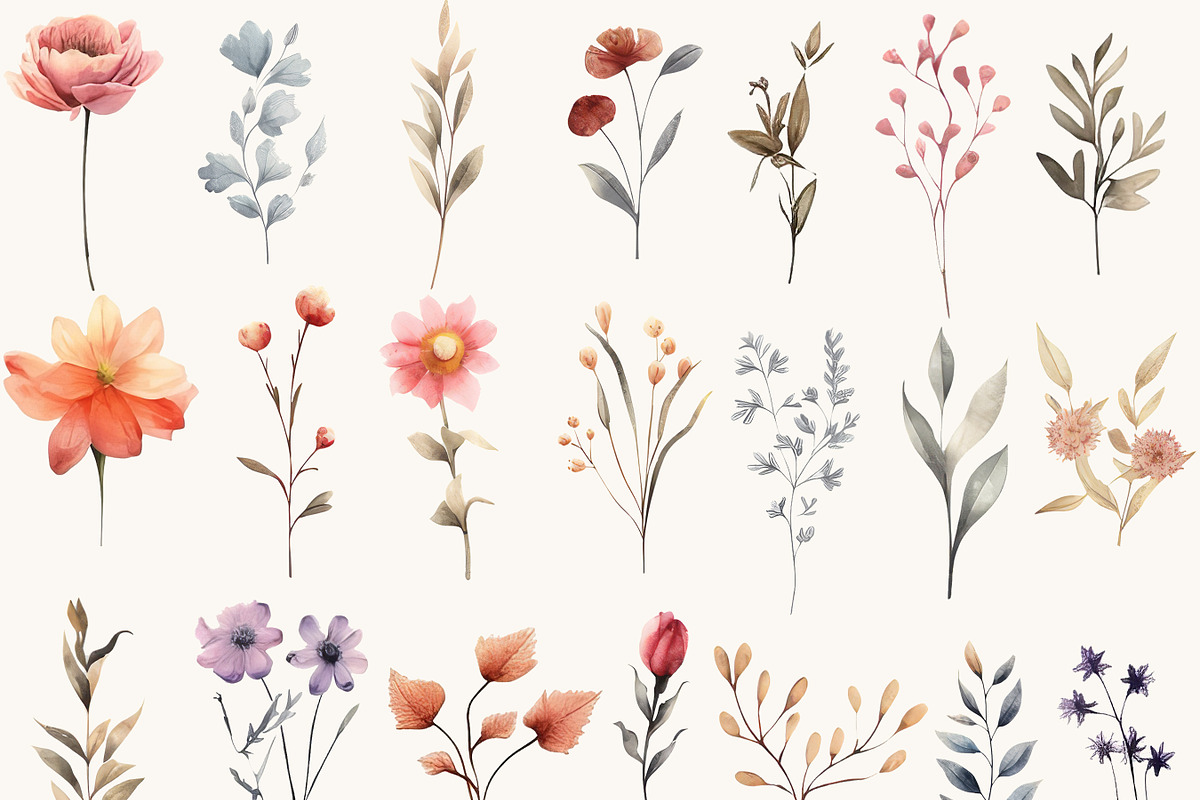 Wildflower Texture Clipart Bundle, a Decorative Illustration by BusyDaydesign (Photo 3 of 8)