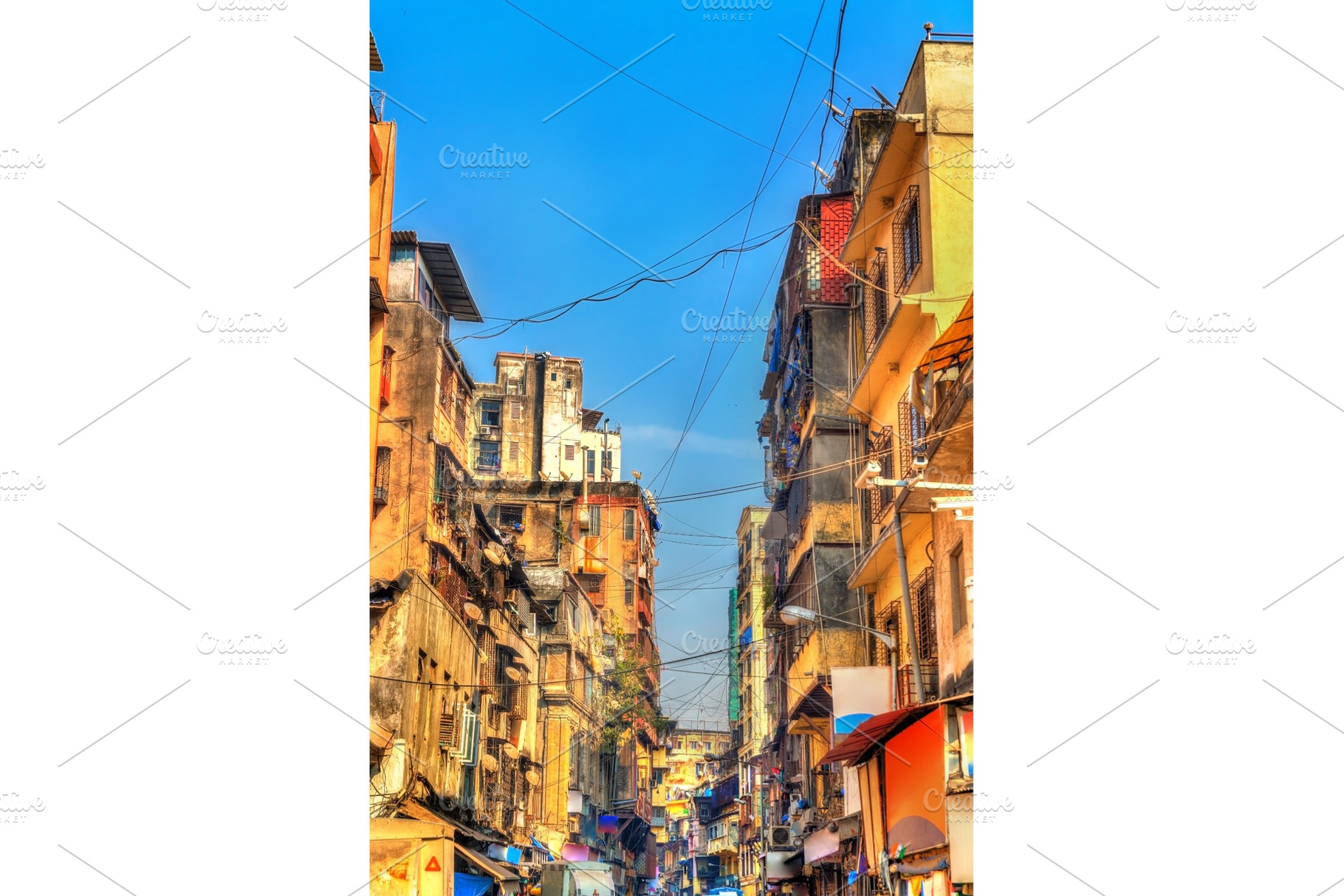 Typical street in central Mumbai, India, an Architecture Photo by Leonid Andronov