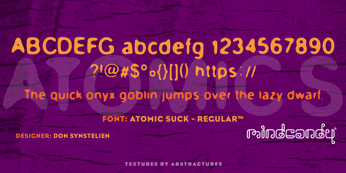 Atomic Suck™, a Sans Serif Font by MINDCANDY (Photo 1 of 2)