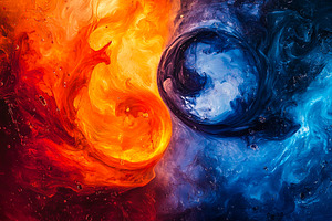 Abstract Fire and Ice Yin Yang, a Background Photo by Ales Munt