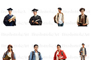 Students Clipart, College Girl, Teen, a Person Illustration by BrushstrokeArtGB (Thumbnail 5 of 9)