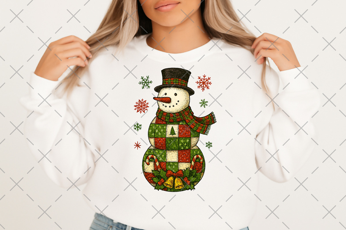 Christmas Snowman Patchwork PNG, an Illustration by Craft Nest (Photo 2 of 6)