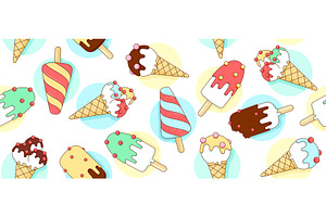 Ice cream scoop, seamless pattern