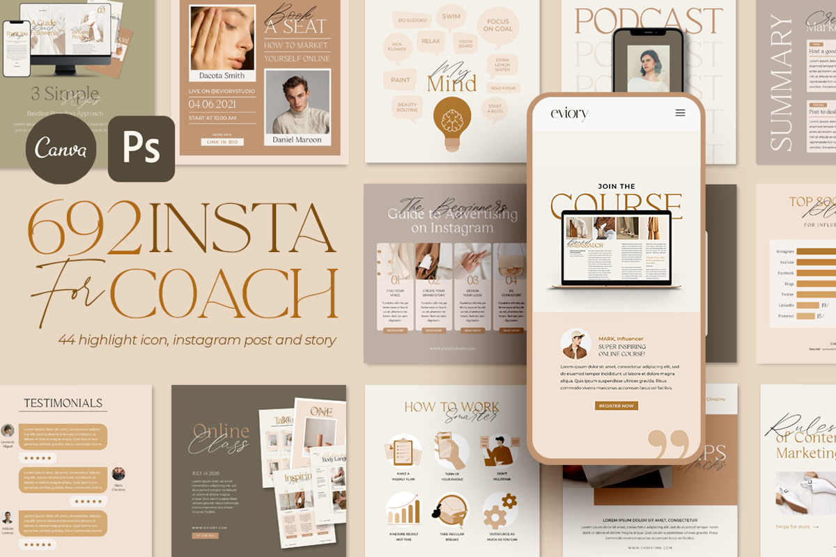Instagram Coach Engagement CANVA PS, a Social Media Template by Eviory (Photo 1 of 48)