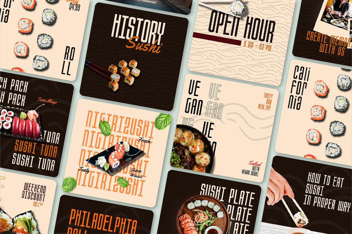 Japanese // Food Social Media Kit, a Design Template by SecondBrain Store (Photo 1 of 9)