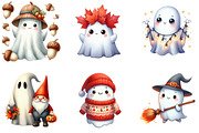 Cute Fall Halloween Ghost Clipart, an Illustration by DreamArtGraphic (Thumbnail 3 of 5)
