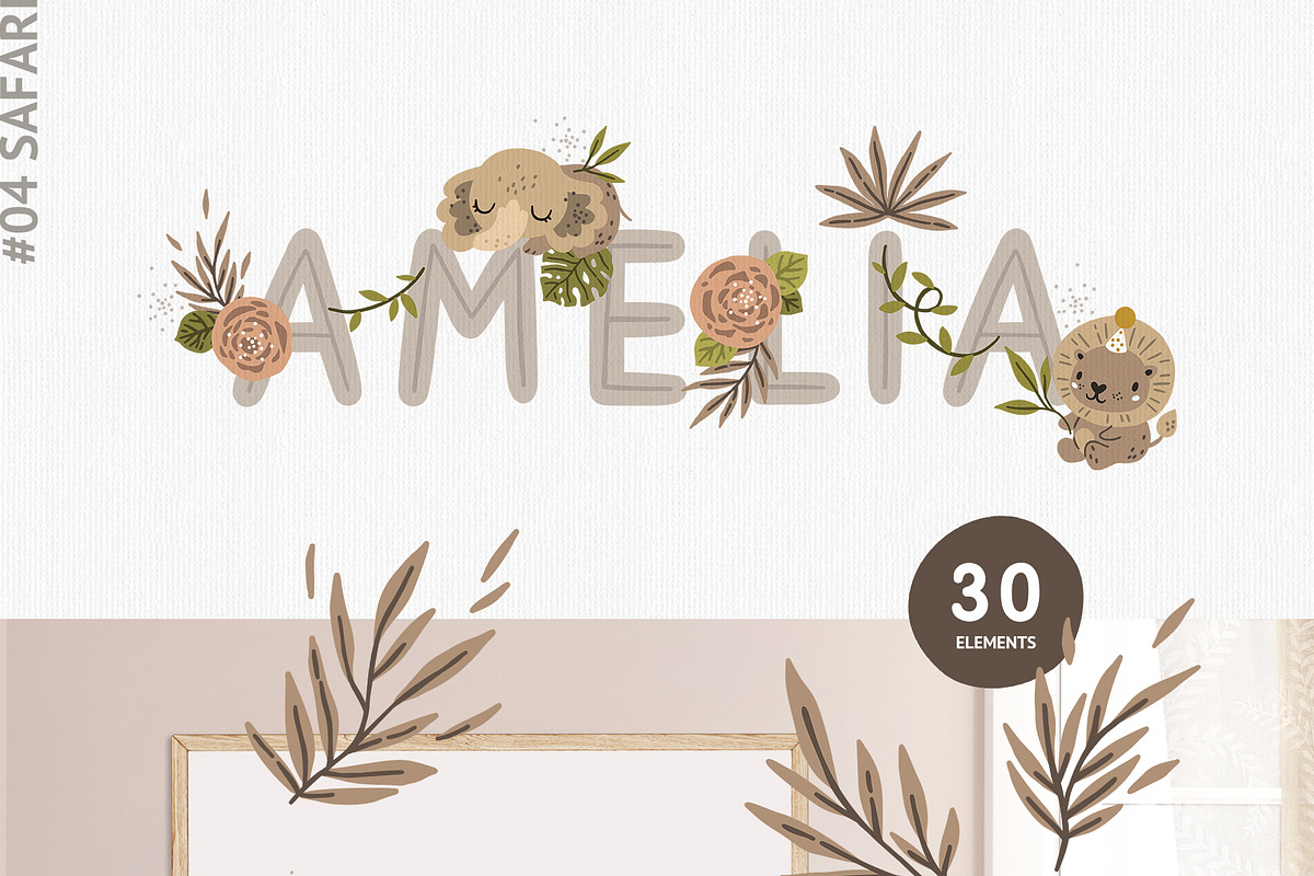 Kids Name creator Nursery art & Font, an Animal Illustration by tatiletters (Photo 6 of 12)