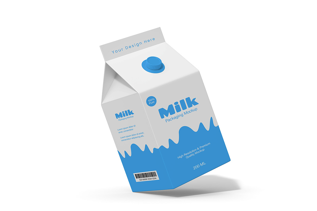 Floating Milk Box Packaging Mockup, a Product Mockup by graphypix (Photo 1 of 4)