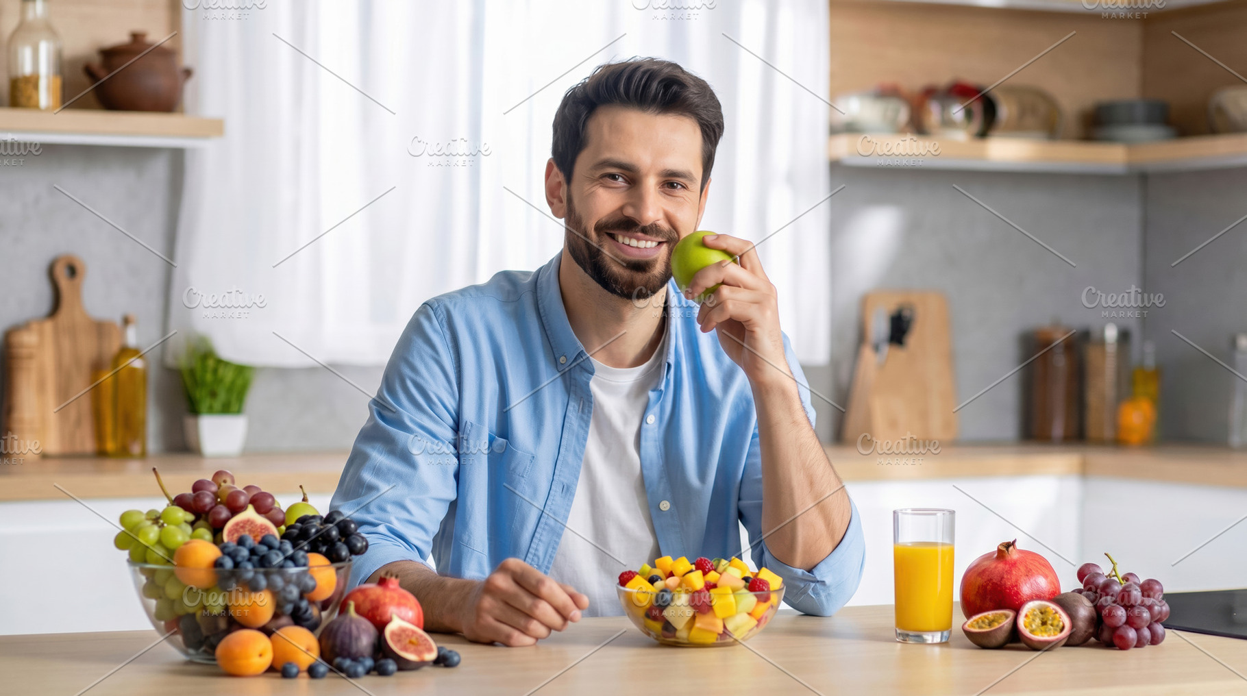 Man Eating Fresh Fruit at Home, a Food & Drink Photo by Davizro's Market
