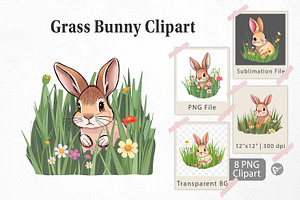Grass Bunny Clipart, a Graphic by Artnoy