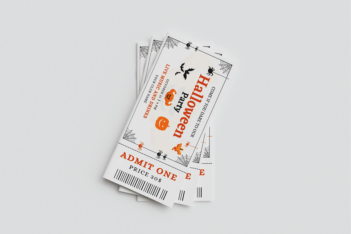Halloween Ticket, an Invitation Template by MNT-Creator (Photo 2 of 6)