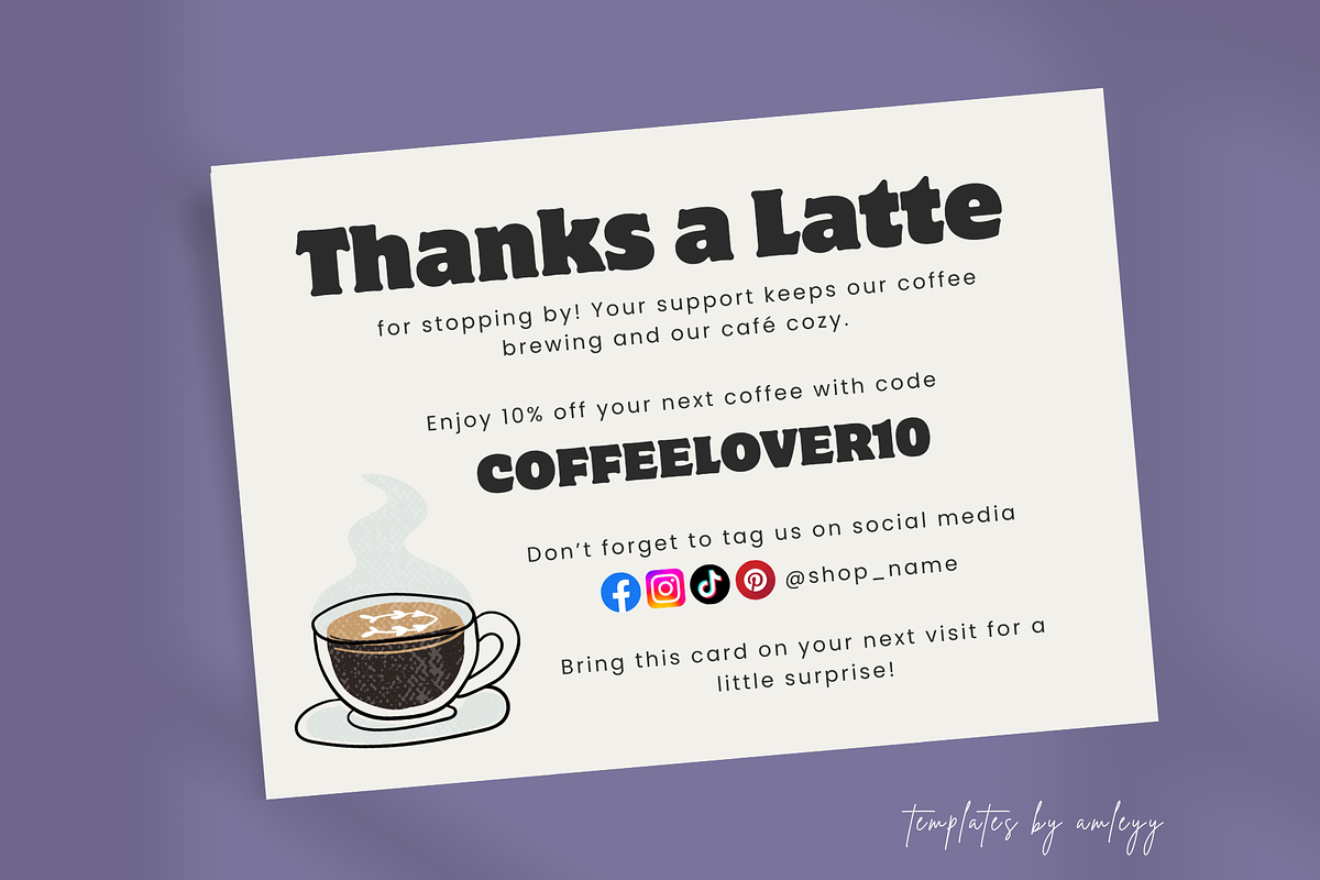 Coffee Shop & Café Thank You Card, a Card Template by Elegant_Studio44 (Photo 3 of 3)