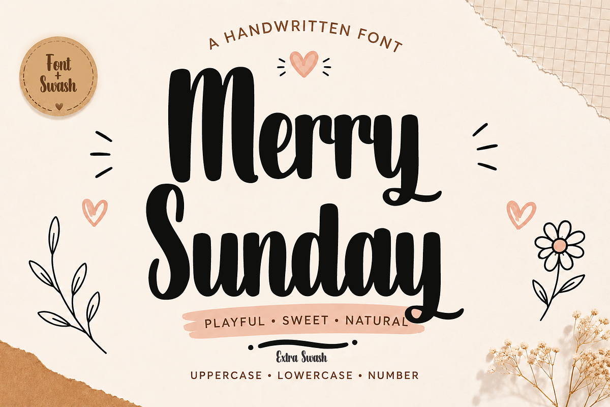 Merry Sunday – Handwritten Font, a Handwritten Font by cocodesign (Photo 1 of 8)