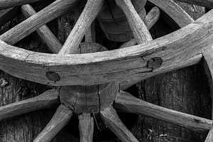 Fragment of a wooden wheel, a Technology Photo by Schreibikus