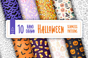 Spooky Halloween Seamless Patterns, a Pattern Graphic by oelhoem (Thumbnail 1 of 5)