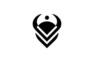 Warrior emblem with horns in dark, a Branding & Logo Template by Vectorium Studio