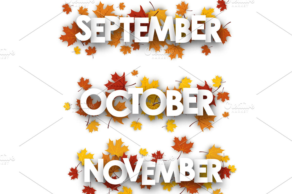 Golden autumn set with maple leaves, a Decorative Illustration by Vjom (Photo 10 of 13)
