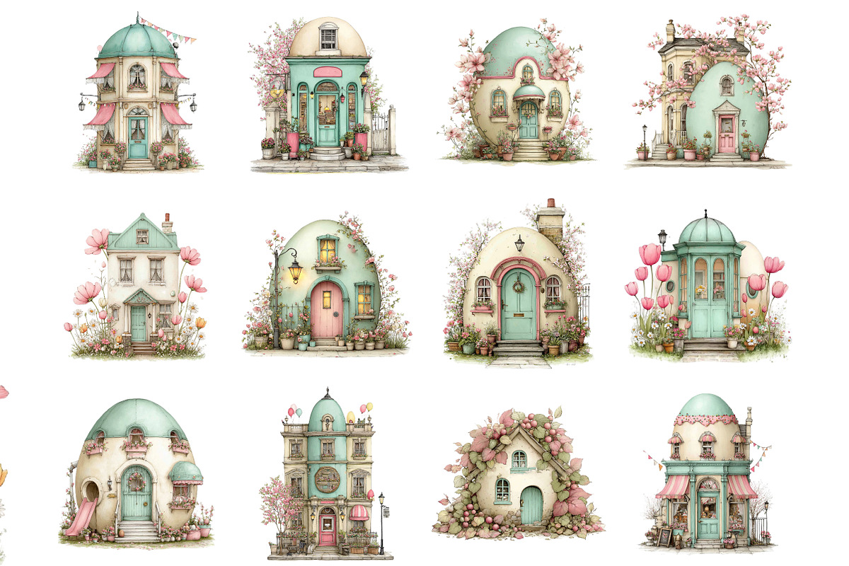 Watercolor Easter Egg House Clipart, an Illustration by DreamArtGraphic (Photo 2 of 4)