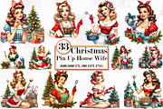 Christmas Pin Up House Wife Clipart, a Seasonal Illustration by Craft Nest (Thumbnail 1 of 5)