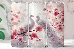 Elegant 3D Albino Peacock Tumbler, a Background Photo by LamanAzalea