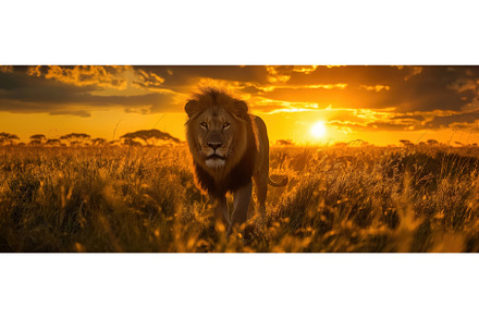 Lion Roaming Golden Savanna at, an Animal Photo by BazziBa♥