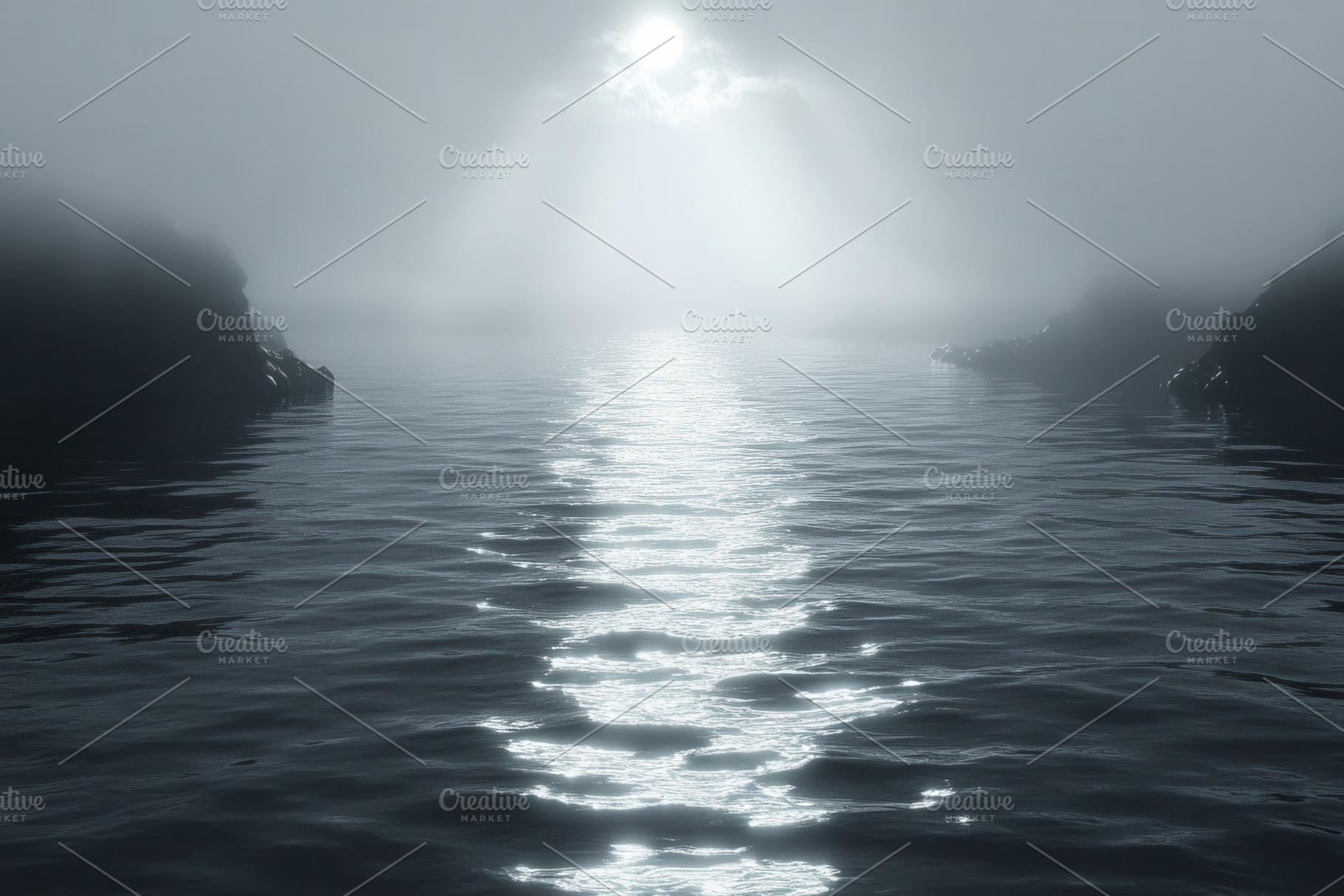 Misty landscape with soft reflection, a Photo by Tanuart
