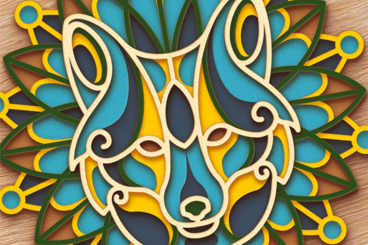 Wolf 3D Mandala - SVG Laser cut file, an Object Graphic by Arshad Ali (Photo 3 of 9)