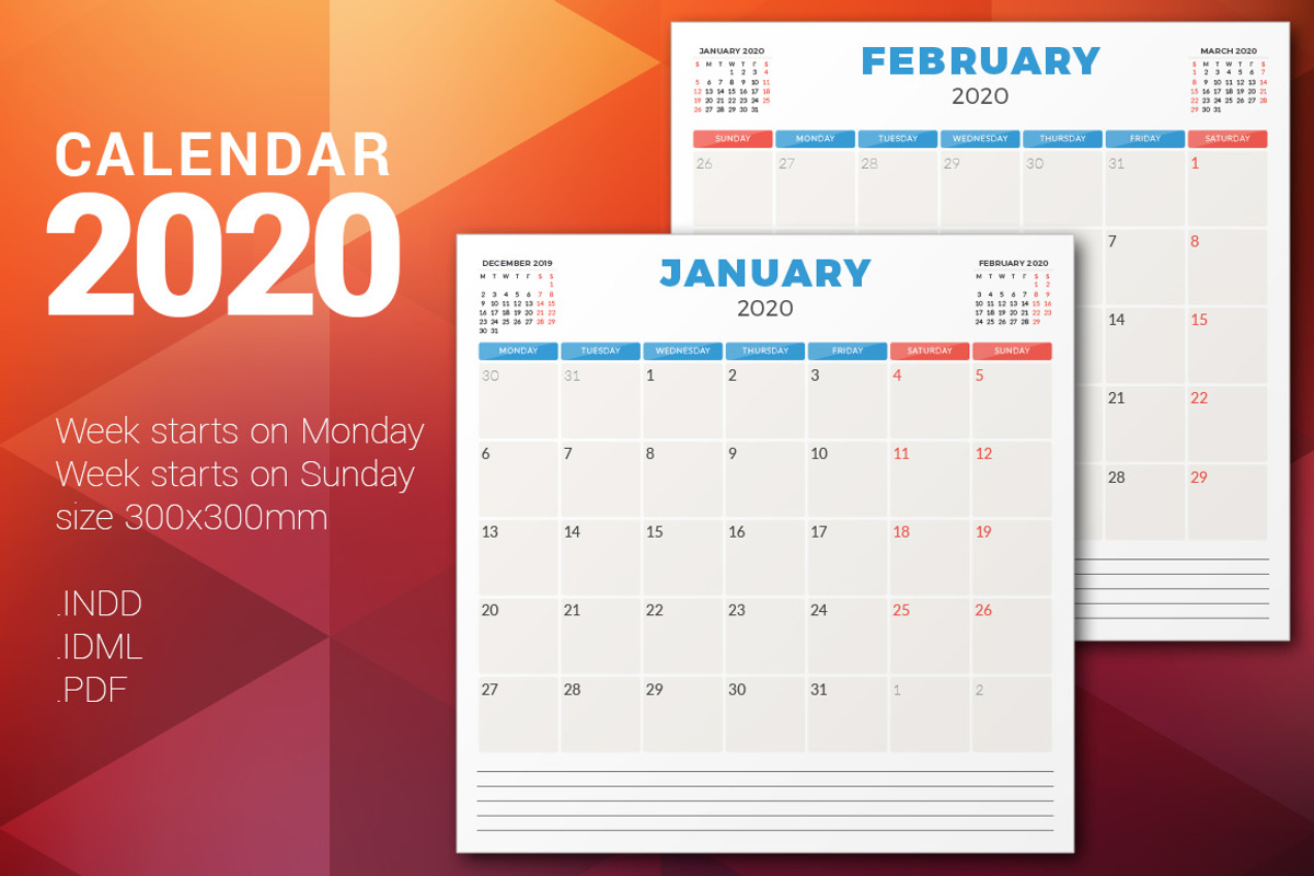 Monthly Planner 2020, a Stationery Template by AntartStock (Photo 1 of 4)