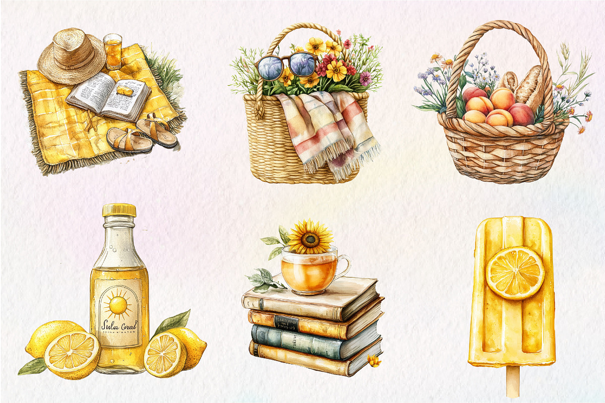 Cozy Yellow Summer Clipart, an Illustration by CreationArt (Photo 2 of 9)