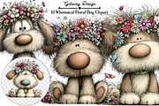 Whimsical Floral Dog Clipart Bundle, an Illustration by GatewayDesign (Thumbnail 1 of 5)