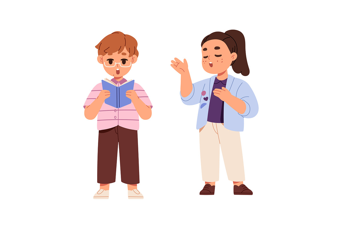 Happy kids singing songs set, a Person Illustration by PaperTrident (Photo 3 of 11)
