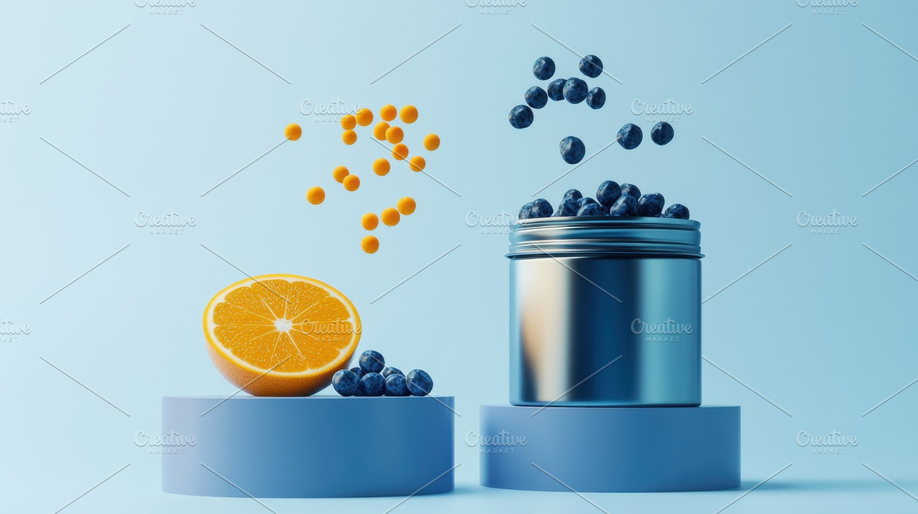 Colorful fruit with blueberries, a Photo by Beautiful things