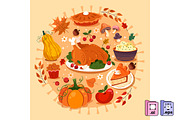 Flat Thanksgiving Elements Set, a Seasonal Illustration by MISS CHATZ (Thumbnail 2 of 3)