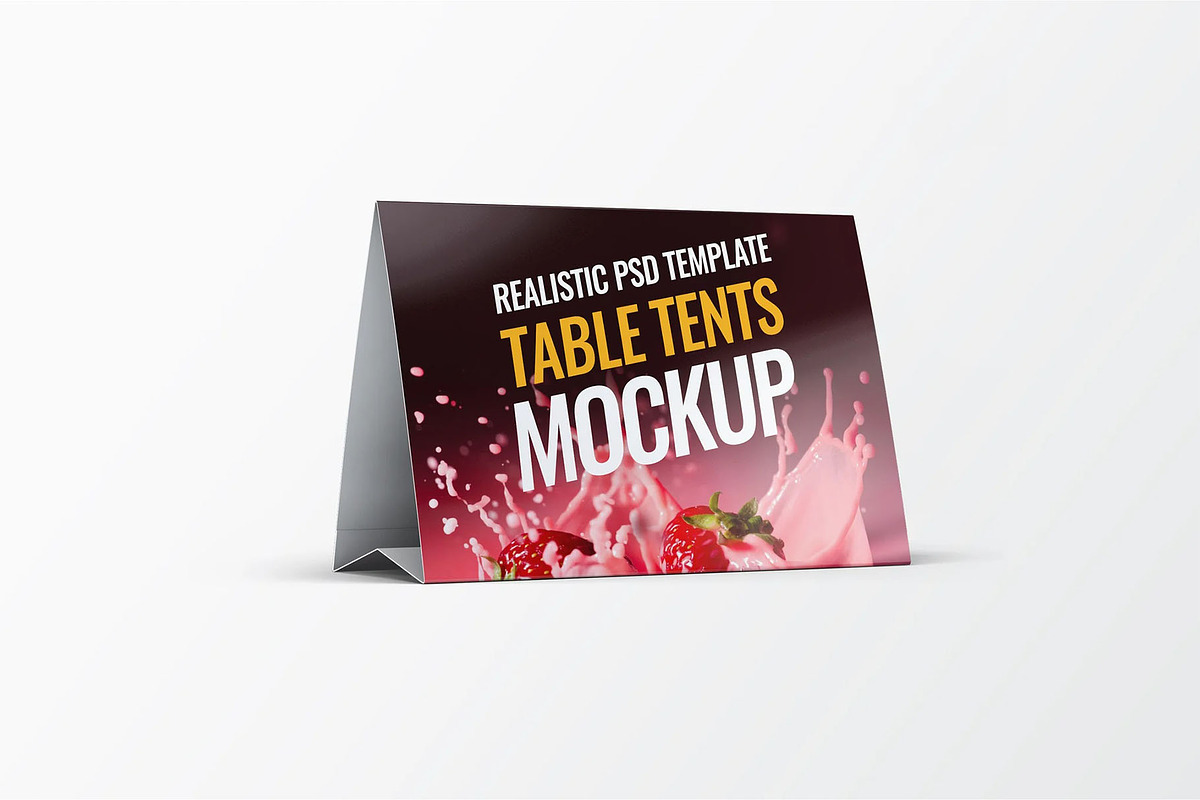 Table Tents Mock-Up, an Advertising Mockup by DesignRushMarket (Photo 1 of 6)