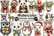 Cute Animal Christmas With Bow, an Illustration by Black Bird Studio (Thumbnail 1 of 6)