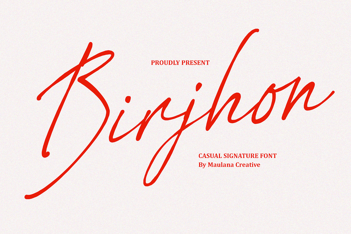 Birjhon Casual Signature Brush Font, a Script Font by Maulana Creative (Photo 1 of 7)