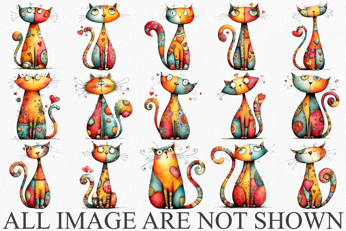 Quirky Valentine Cats Clipart Bundle, an Illustration by Canvas Craft (Photo 3 of 6)