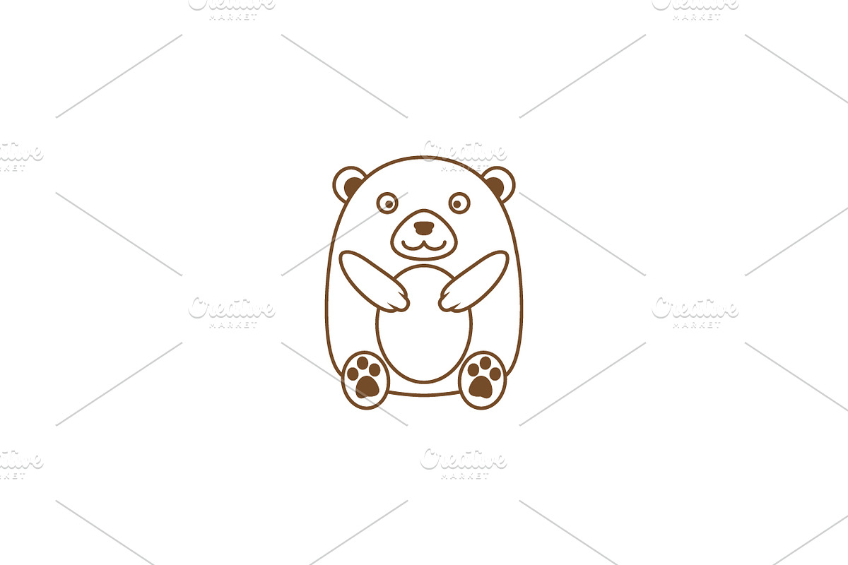 lines cute baby bear smile logo, a Branding & Logo Template by devastd
