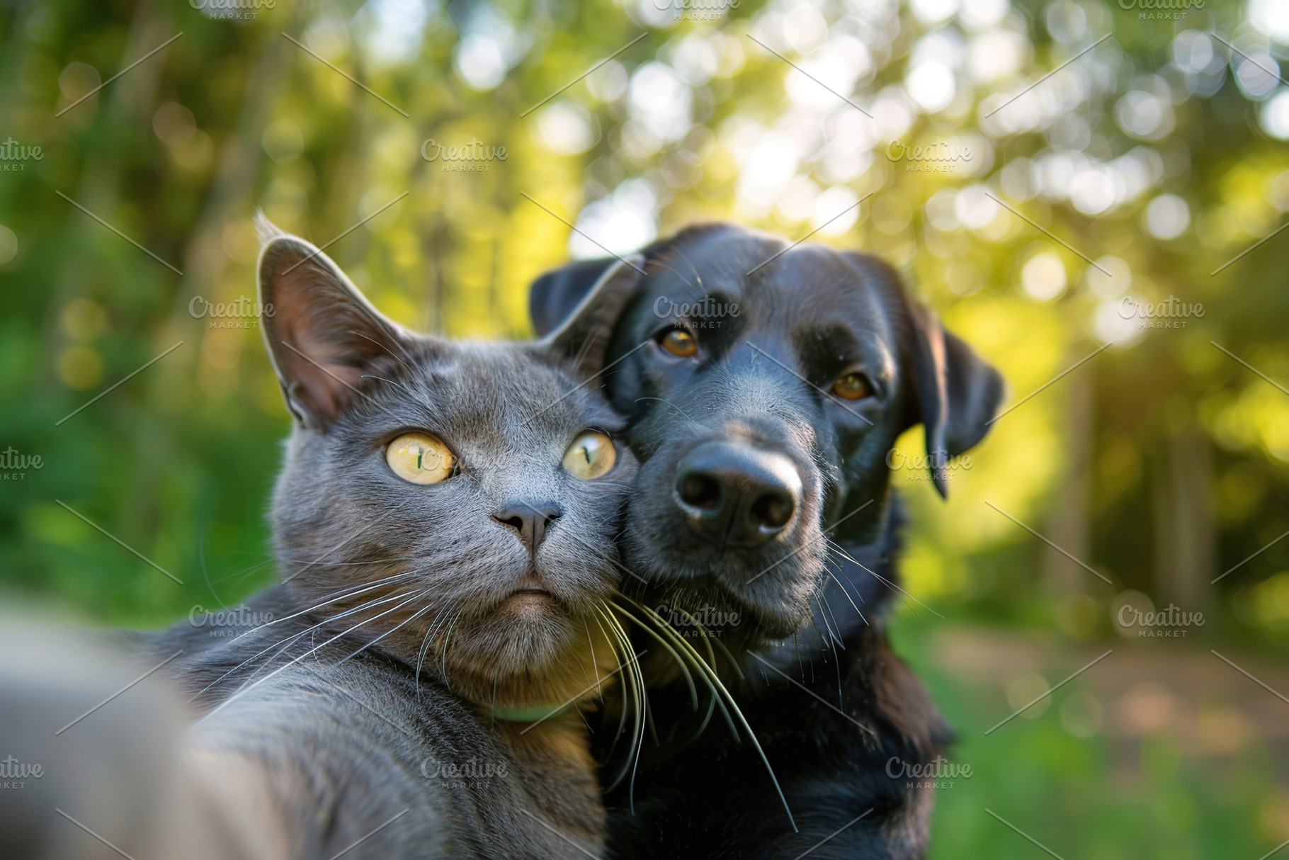 Cute cat and dog making selfie photo, an Animal Photo by AlyaAnd