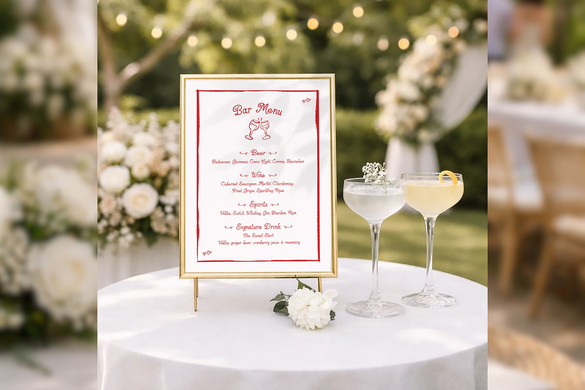 Wedding Bar Menu Canva bd002, a Card Template by TyphoonStudio (Photo 3 of 8)